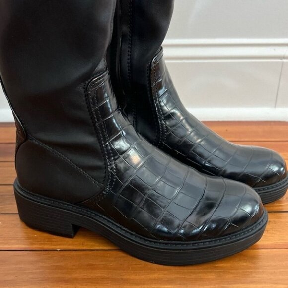 Franco Sarto Black Keaton Wide Calf High Shaft Boot 9 - Picture 12 of 12